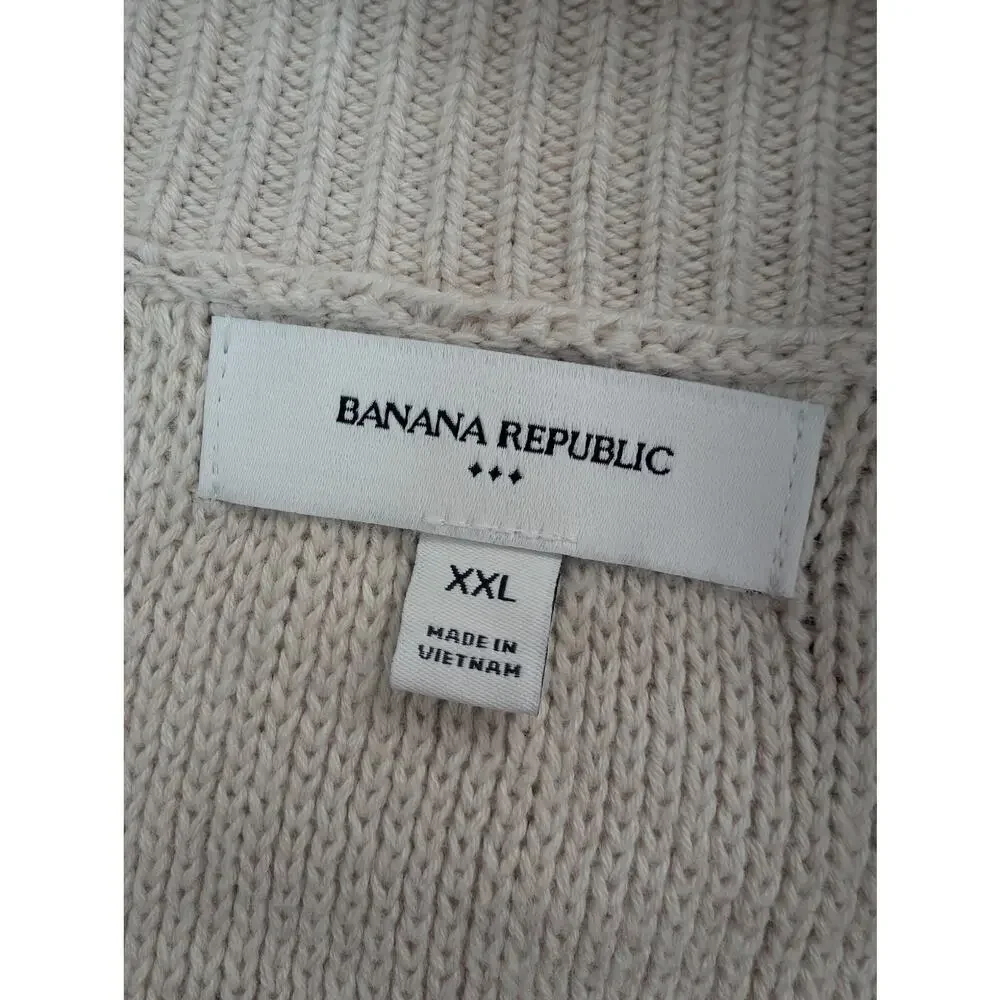 NWOT! BANANA REPUBLIC! VANILLA CREAM 100% FINE COTTON CLUB CARDI SWEATER! SZ XXL